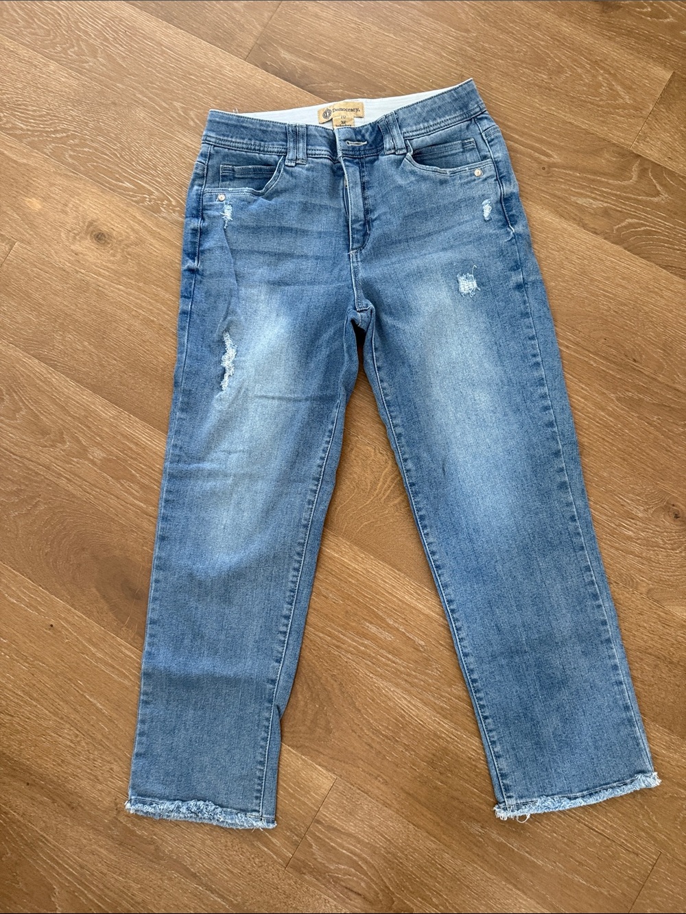 Democracy Light Blue Cropped Distressed Jeans